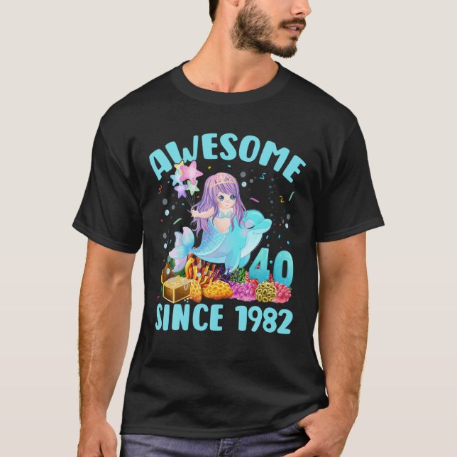 Camiseta Sirenita De 40 Años Impresionante Desde 1982 40º N (Anverso)