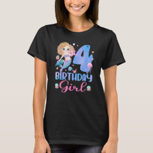 Camiseta Sirenita de cumpleaños 4 años Chica sirena de 4 añ