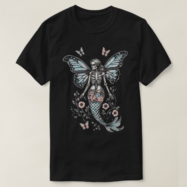 Camiseta Sirenita de Skeleton con mariposa mística (Diseño del anverso)