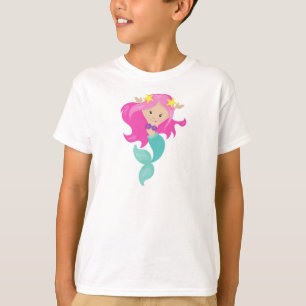 Camiseta Sirenita, Sirenita, Starfish, Pelo Rosa