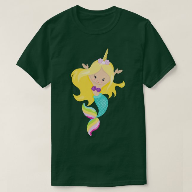 Camiseta Sirenita unicornio cute sirena campanas de pelo (Diseño del anverso)