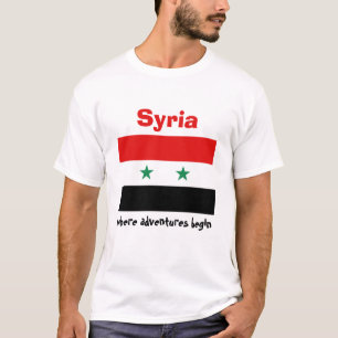 Camiseta Siria Bandera + Mapa + Texto
