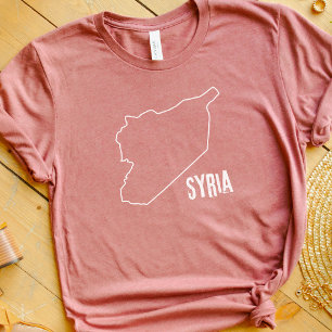Camiseta Siria Mapa del país Forma de la línea fronteriza d