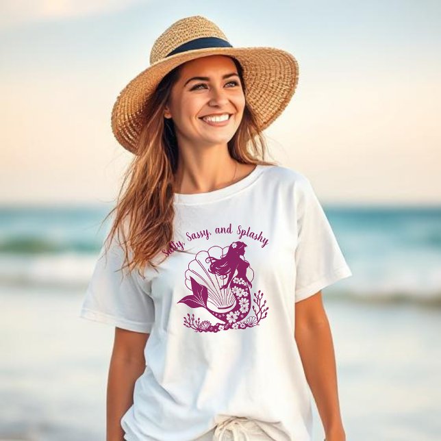 Camiseta Sirvienta hawaiana salada, fresca y deslumbrante (Hawaiian Mermaid-Salty Sassy and Splashy Woman Fisherman Trend Fashion, t shirt, beach, summer)