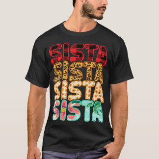 Camiseta Sista Hermana Leopard Red Plaid Sunflower Family M