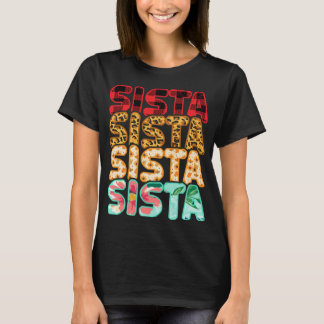 Camiseta Sista Hermana Leopard Red Plaid Sunflower Family M
