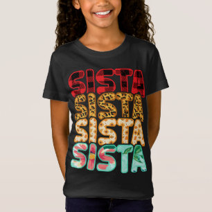 Camiseta Sista Hermana Leopard Red Plaid Sunflower Family M