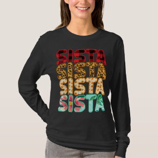 Camiseta Sista Hermana Leopard Red Plaid Sunflower Family M