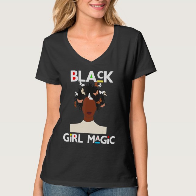 Camiseta Sista Melanin Mujeres de raza negra Chica mágica a (Anverso)