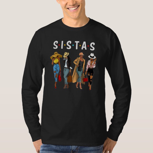 Camiseta Sistas Afro Mujeres Juntos Amigas del Orgullo Chic (Anverso)