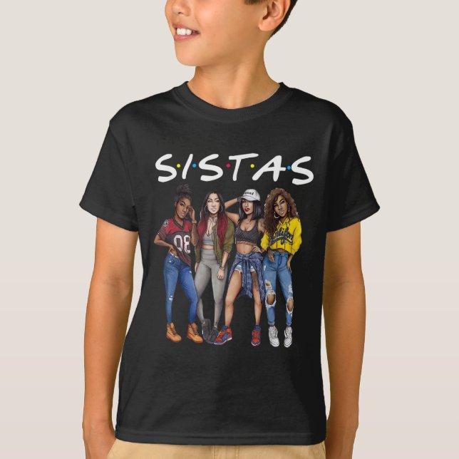Camiseta Sistas Reina Melanin Mujeres afroamericanas negras (Anverso)