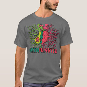 Camiseta Sistema cardíaco de aguacate verde vegan