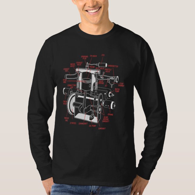 Camiseta Sistema De Anatomía Mecánico Del Motor De Coche 20 (Anverso)