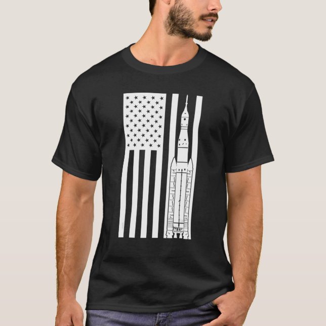 Camiseta Sistema de lanzamiento espacial SLS Rocket America (Anverso)