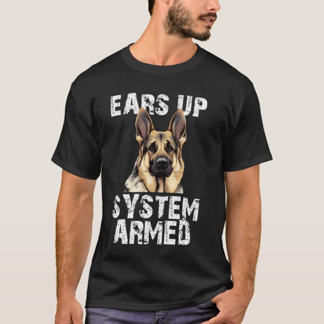 Camiseta Sistema de Orejas Alzadas del Perro Pastor Alemán  (Anverso)