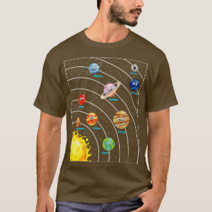 Camiseta Sistema de planetas solares Cute Kawaii Planetas E