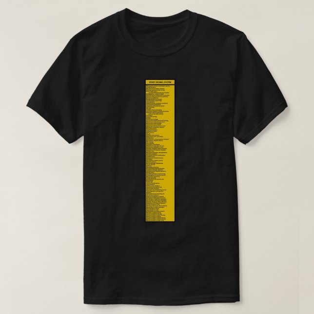 Camiseta Sistema decimal Dewey del Rótulo de biblioteca con (Diseño del anverso)