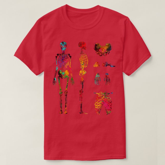 Camiseta Sistema esquelético corporal humano 1 (Diseño del anverso)