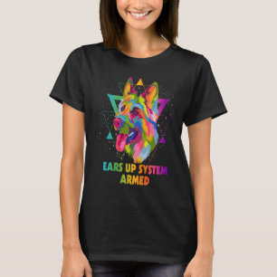 Camiseta Sistema Orejas Arriba Armado Humor Pastor Alemán S