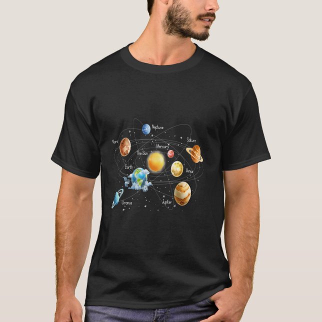 Camiseta Sistema solar Astronomía Sun Moon Stars Space Scie (Anverso)