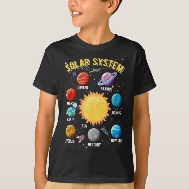 Camiseta Sistema solar Chicas astronauta de planetas (Anverso)