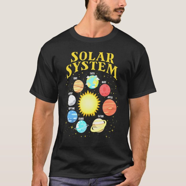 Camiseta Sistema Solar Con Planetas Ciencia Planeta Espacia (Anverso)