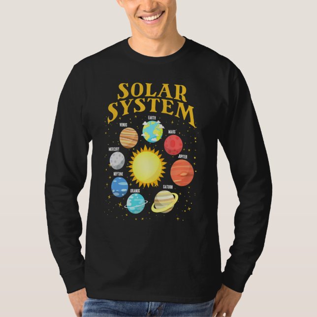 Camiseta Sistema Solar Con Planetas Ciencia Planeta Espacia (Anverso)