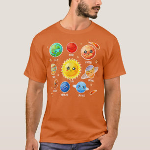Camiseta Sistema solar Cute Face Planeta ciencia espacial c