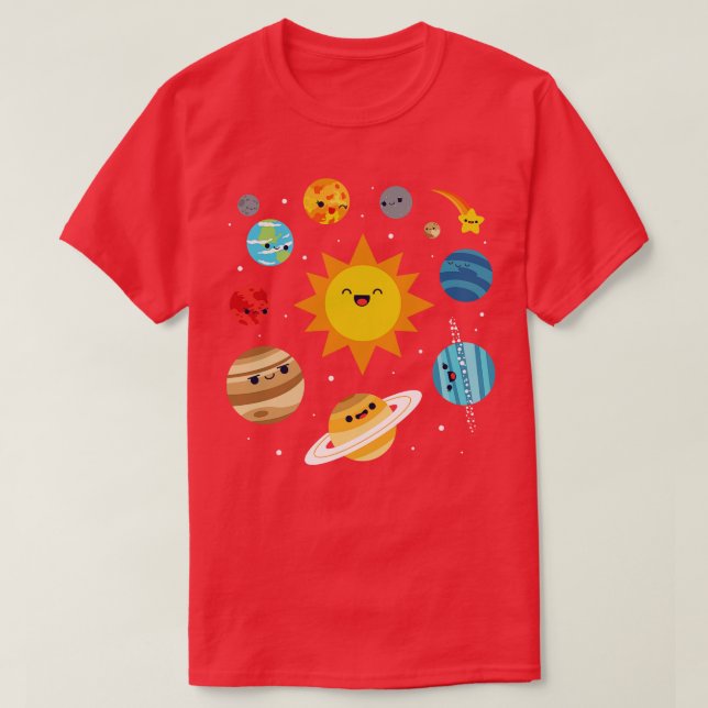 Camiseta Sistema solar de Kawaii (Diseño del anverso)