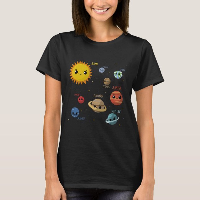 Camiseta Sistema solar de Kawaii (Anverso)