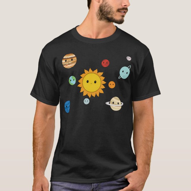 Camiseta Sistema solar feliz (Anverso)