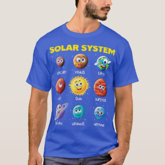 Camiseta Sistema solar lindo planeta divertido enfrenta cie