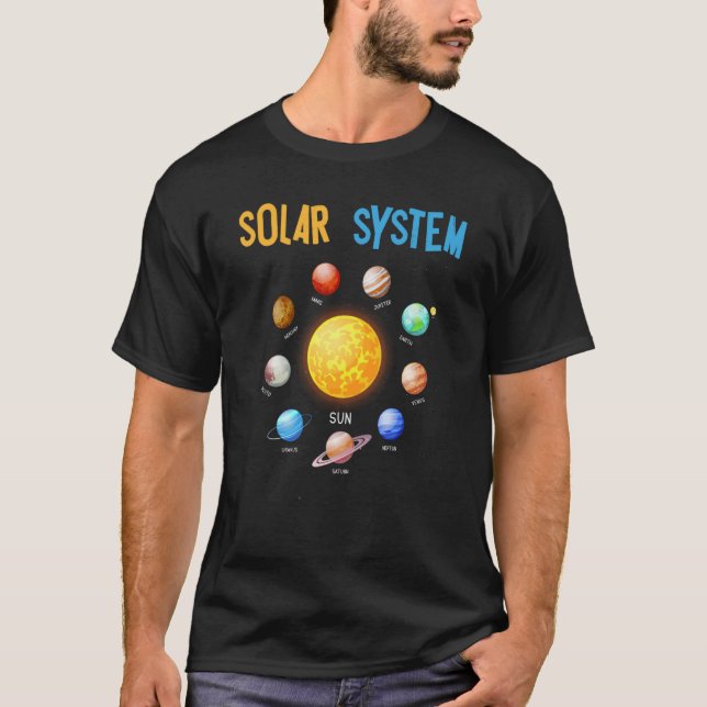Camiseta Sistema solar planea ciencia espacial (Anverso)