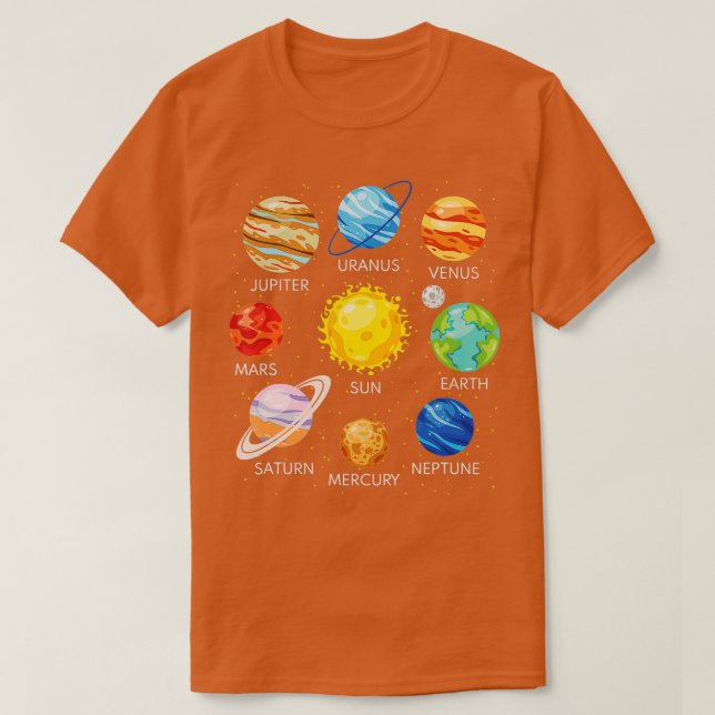 Camiseta Sistema solar Planetas Ciencia Espacio Galaxia Uni (Diseño del anverso)