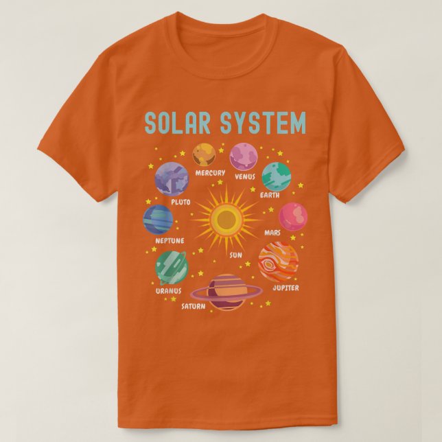 Camiseta Sistema Solar Planetas Ciencia Espacio Niños Chica (Diseño del anverso)