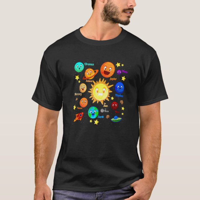 Camiseta Sistema Solar Planetas Ciencia Espacio Niños Chica (Anverso)