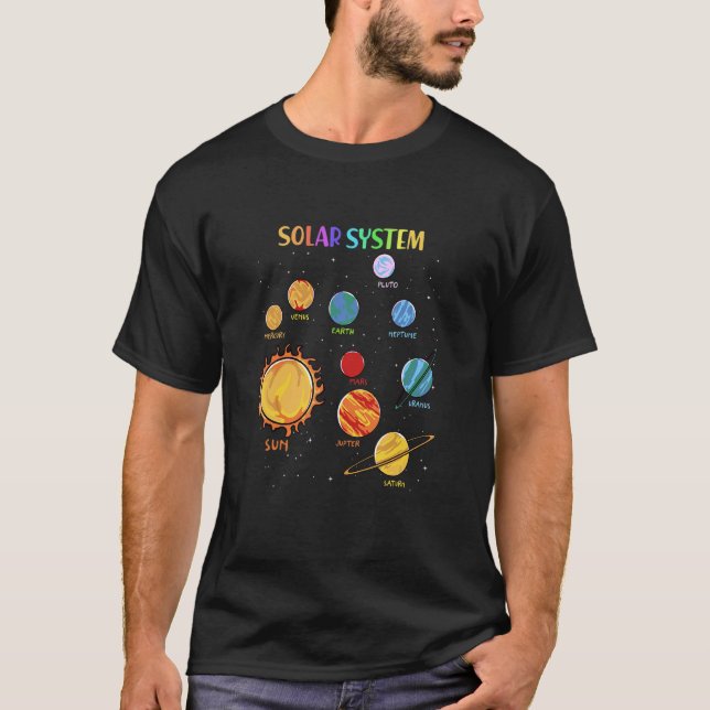 Camiseta Sistema solar planetas ciencias planetas espaciale (Anverso)