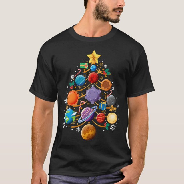 Camiseta Sistema solar planetas Navidad Árbol Astronomía na (Anverso)