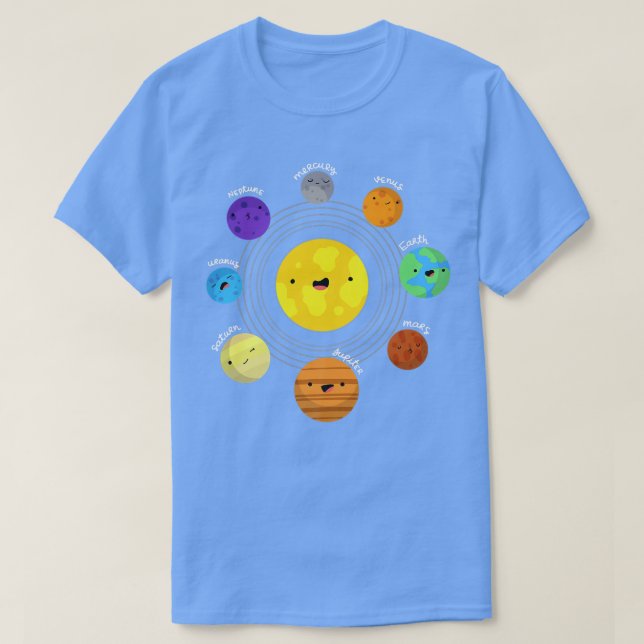 Camiseta Sistema Solar Planetas Shirt Earth Moon Sun Space  (Diseño del anverso)