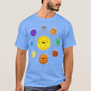 Camiseta Sistema Solar Planetas Shirt Earth Moon Sun Space 