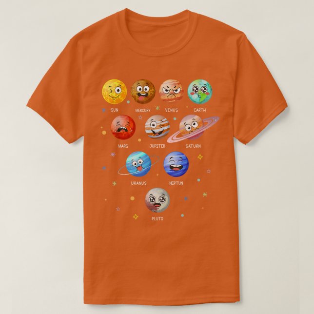 Camiseta Sistema solar Planetas Sun Space divertida Enseñan (Diseño del anverso)
