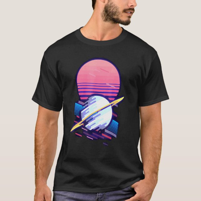 Camiseta Sistema solar Retro Saturno Planetas Espaciales Ci (Anverso)