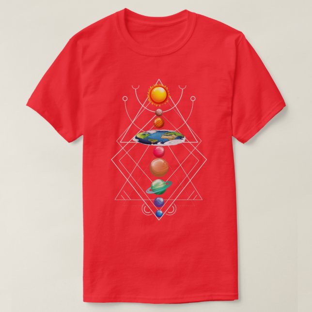 Camiseta Sistema solar Tierra plana me encanta mi espacio p (Diseño del anverso)