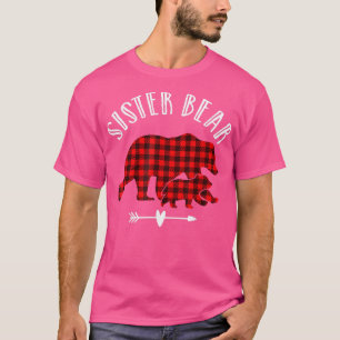 Camiseta Sister Bear Red Plaid Shirt Red Plaid Bear Mother'