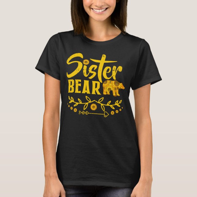 Camiseta Sister Bear Sunflower Cute Floral Family  (Anverso)