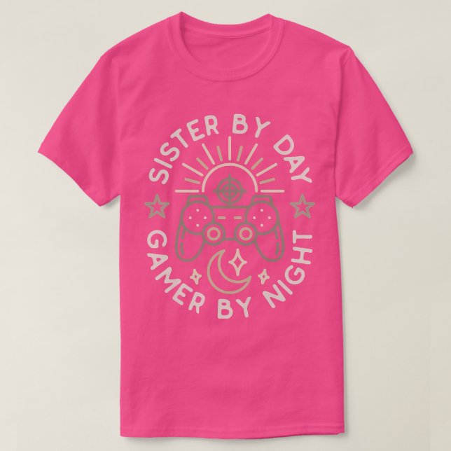 Camiseta Sister By Day Gamer By Night Video Games Lover Gam (Diseño del anverso)