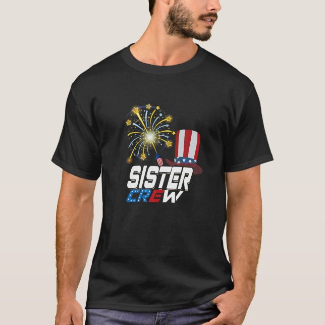 Camiseta Sister Crew 4th Of July Patriotic American Family  (Anverso)