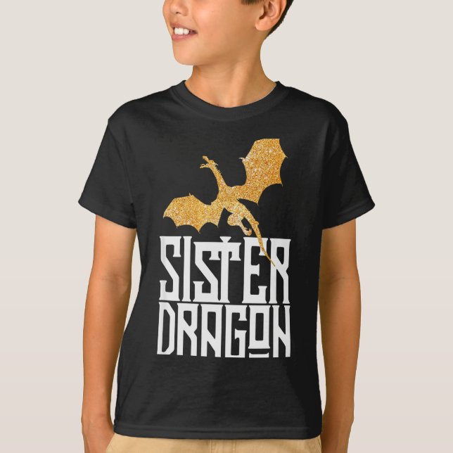 Camiseta Sister Dragon Christmas Matching Family Tribe Girl (Anverso)