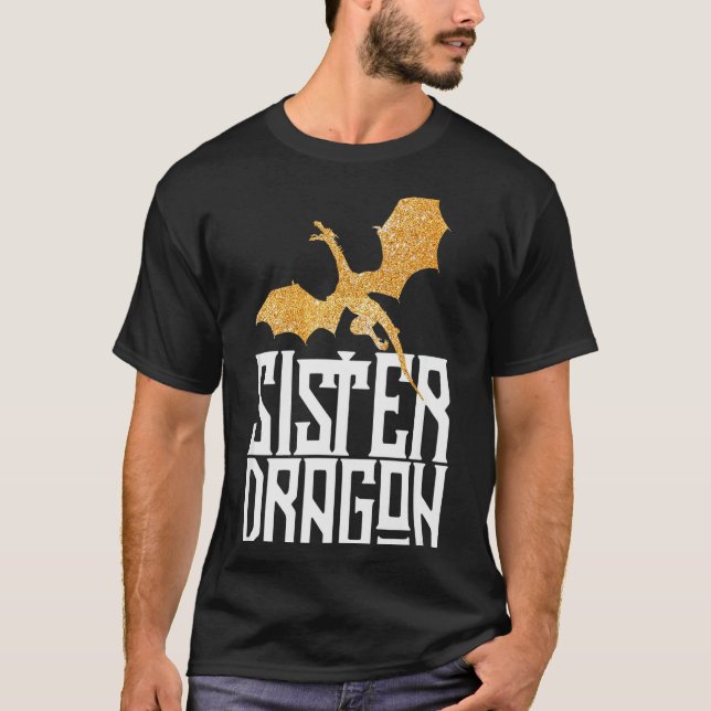 Camiseta Sister Dragon Christmas Matching Family Tribe Girl (Anverso)