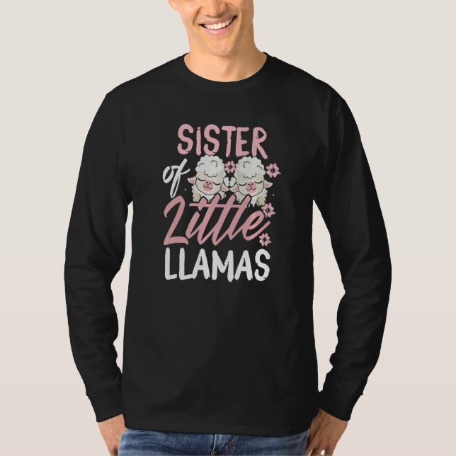 Camiseta Sister of Little Llamas New Born Twin Girls Big Si (Anverso)